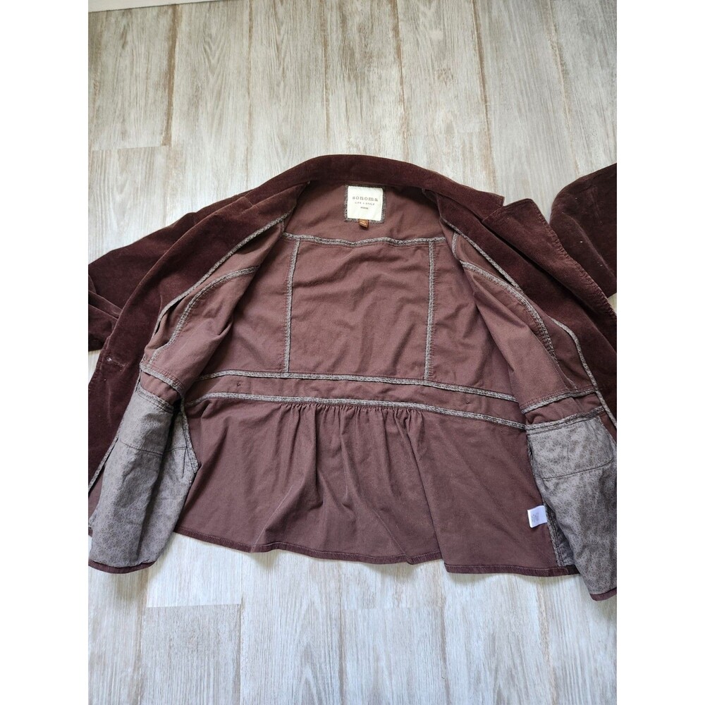Sonoma Corduroy Blazer Jacket Brown Peplum Button Front Stretch Women 3X 90s Y2K - Picture 6 of 9